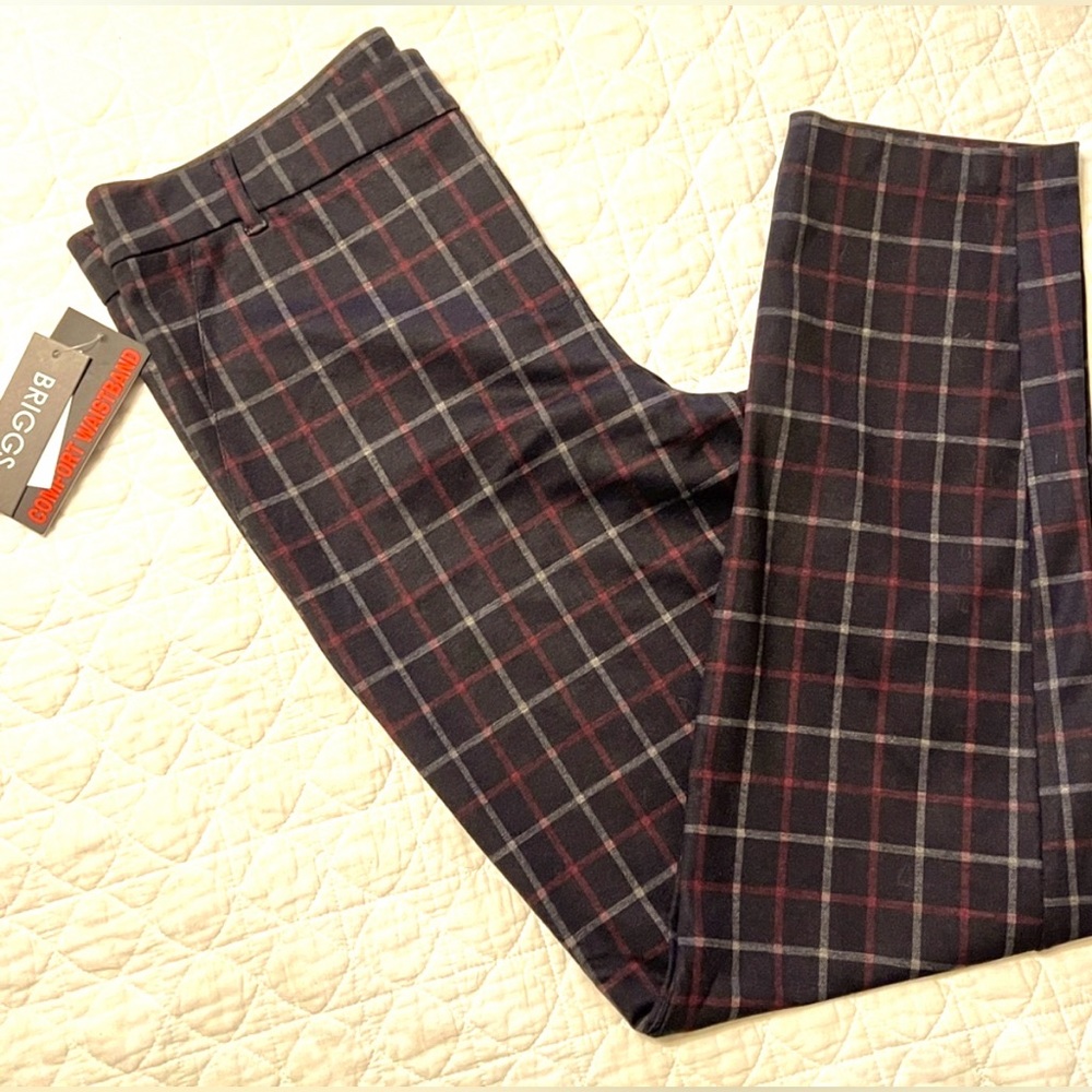 🍁BRIGGS ~ Plaid slip on pants.